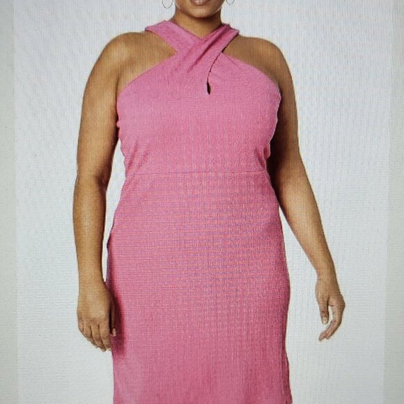 Michael Kors solid crisscross mini dress Size XL NWT Dark Pink - Picture 2 of 9